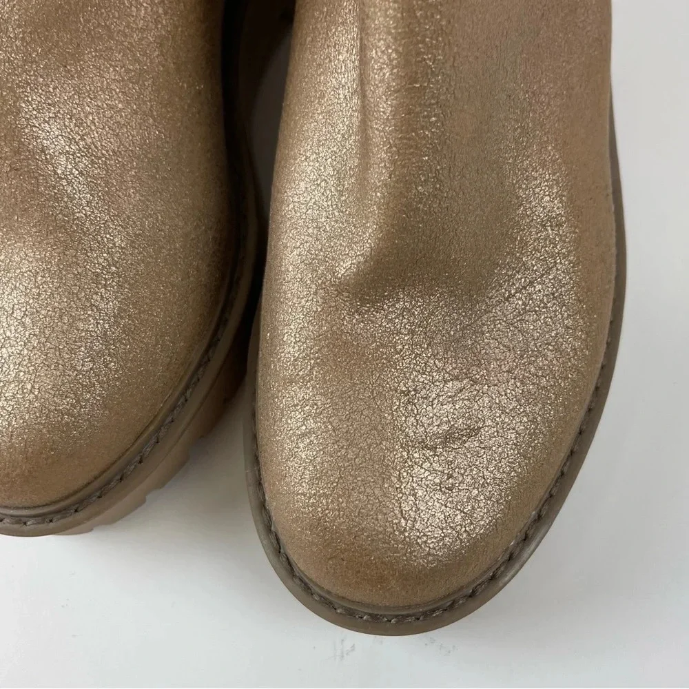 NEW DV Dolce Vita Fury Lug Booties Boots Size 5 Gold Side Zip